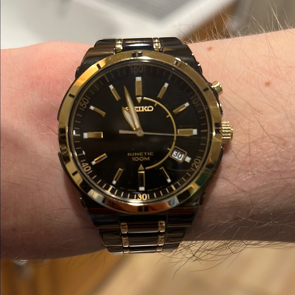 Seiko Black and Gold Chronograph Watch